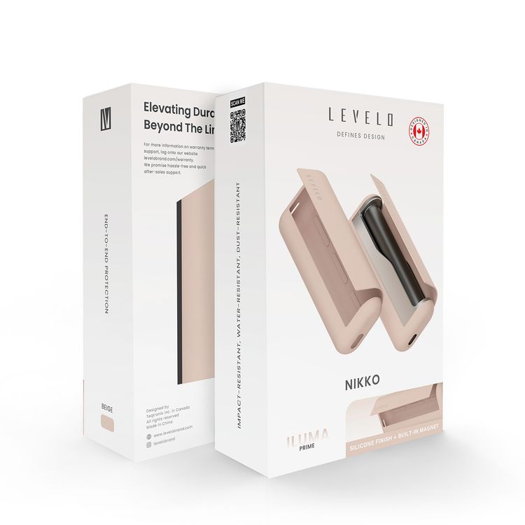Levelo Nikko Silicone Case For IQOS Iluma Prime 2023, Slip-Resistant, Smooth Silicone Finish, Ultra Slim, Water, Impact & Dust Resistant - Beige 