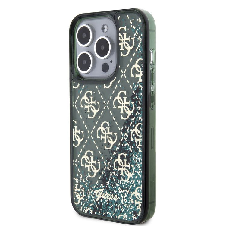 Guess Liquid Glitter Case with 4G Pattern - Green - iPhone 15 Pro