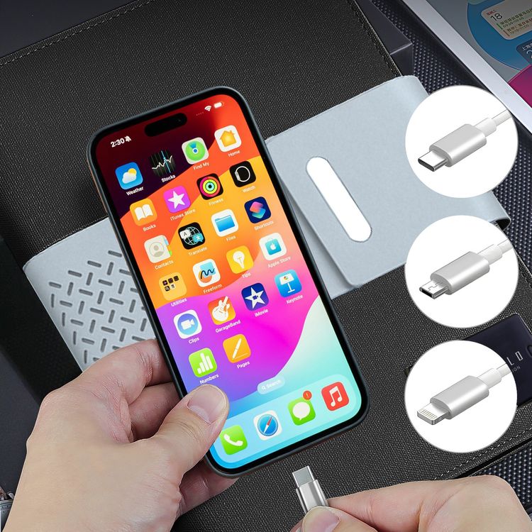 Levelo Techbook Notebook Leather Cover with 8000mAh Built-in Power Bank, Ballpoint Pen, 80pcs Paper Sheets, Loose-Leaf Binder - Black