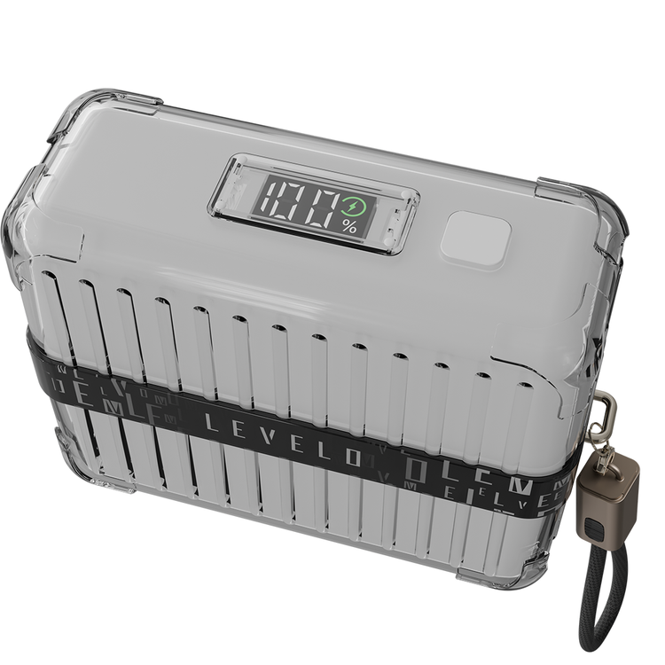 Levelo  Aerion Portable 10000mAh Power Bank with Luggage Design, LED Display, Over Current Protection, Lithium-ion Battery, Grip Cable, Fast Charging Support - White / Black  