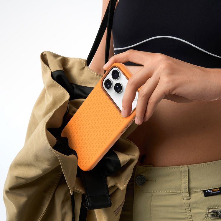 Levelo Fiora MagSafe Liquid Silicone Case for iPhone 17 Pro, Strong Magnets, Aluminum Alloy Frame for Camera & Buttons, Shock-Resistant Bumper, Premium Silicone Grip - Orange