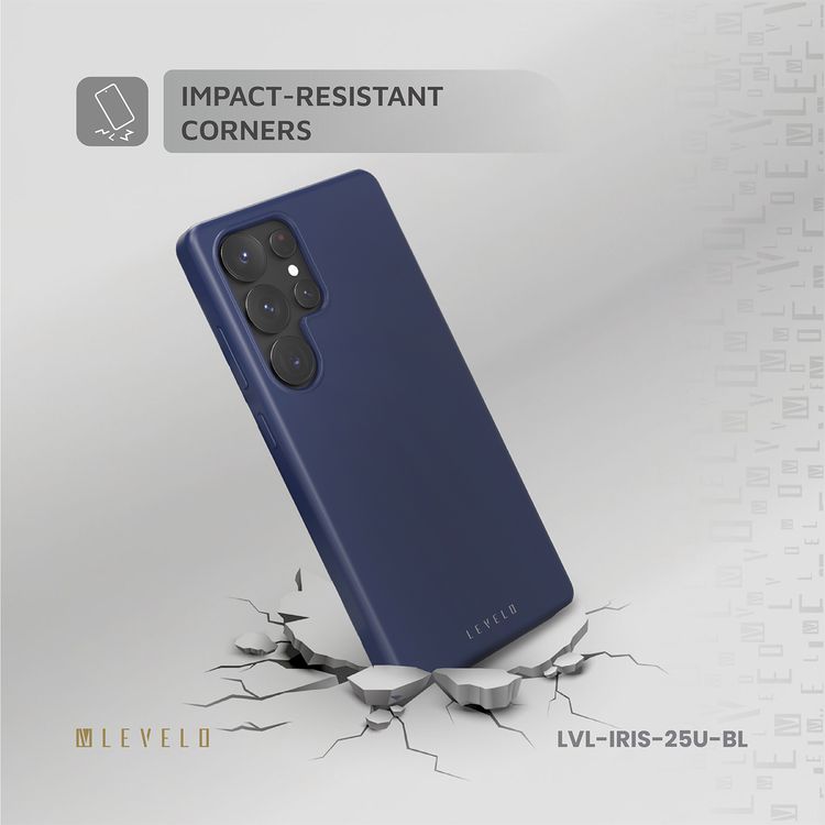 Levelo Iris Case for Samsung Galaxy S25 Ultra with MagSafe Compatibility, Premium Liquid Silicone Material, Impact-Resistant Corners, Metal Camera Ring, Strong MagSafe Magnet - Blue