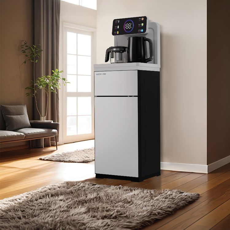 Green Lion Water & Tea Bar Dispenser Machine with Smart Touch Panel, 1.0L Kettle Capacity, Remote Control, 6-Stage Adjustable Temperature, 0.8L Teapot Capacity, 20W Thermal Insulation Power, Child Lock Protection System, Storage Compartment - White