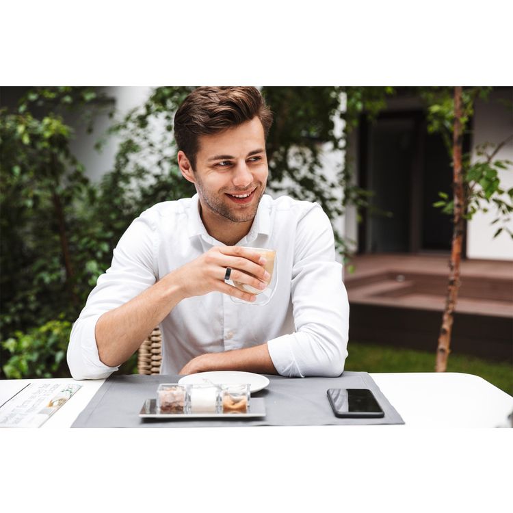 Porodo Wearable Smart Ring Size 11 with Touch Function, Anti-Bacterial Stainless Steel, Lithium Polymer Battery, 4.5g, 16mAh, 4-6 Days Working Time, IP68 Waterproof Rating, Compatible with OS Android 5.0+, iOS9.0+ - Black