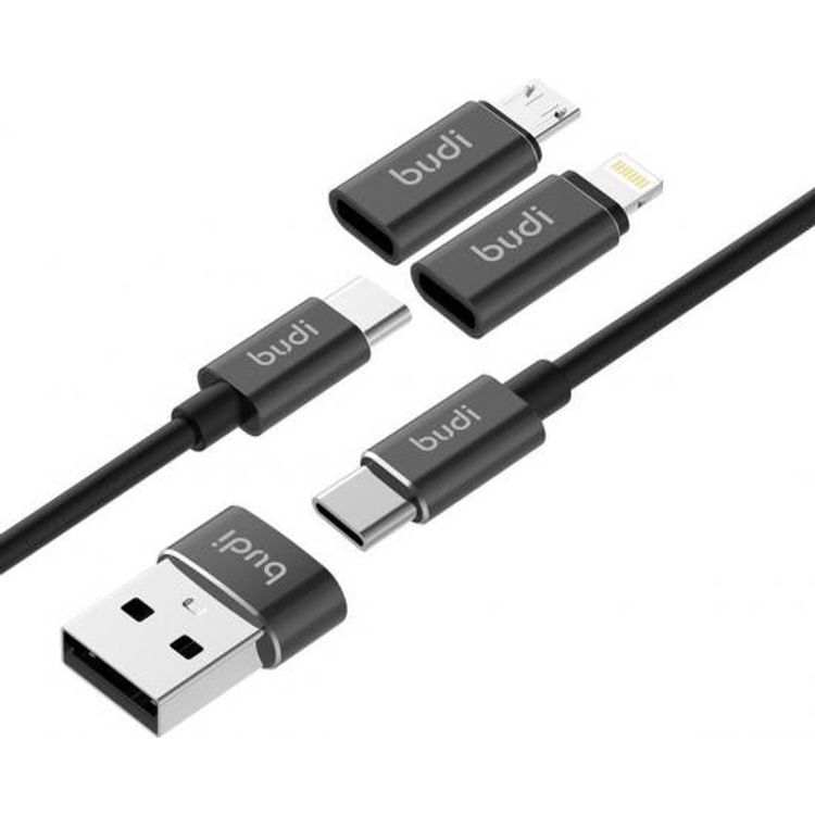 Budi 6 in 1 Charge/Sync Cable 2.4A / 0.6M - أسود