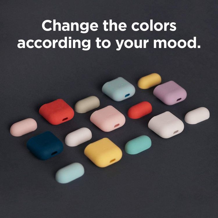 Elago Duo Silicone Case with Apple AirPods Case 1 & 2, Supports Wireless Chargers, Drop Resistant, Dustproof and Absorbing Protective Cover Body Jean Indigo / Top-Classic White, Yellow