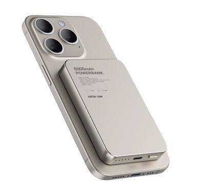 Green Lion GL-MAG 5000mAh Power Bank with 20W Power Delivery, MagSafe Charging, LED Indicator, 15W Wireless Charging, Slim Design - Titanium