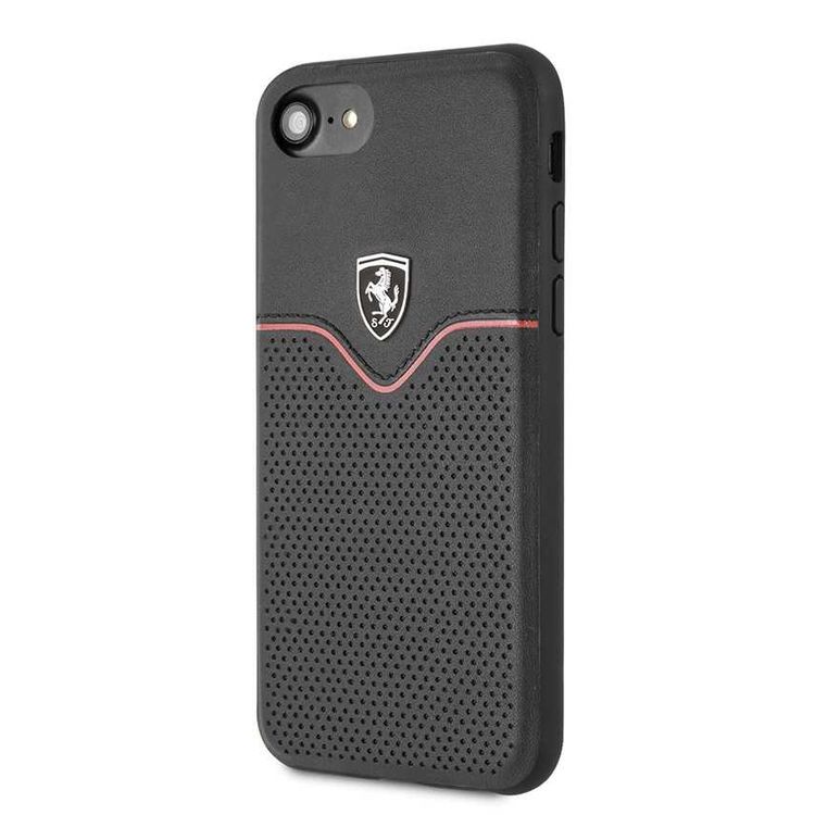 كفر فيراري من الجلد الصلب لهاتف iPhone SE 2 - أسود