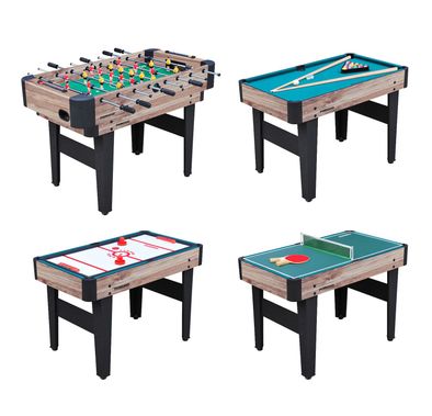 Porodo Lifestyle Multi-Game Table with Foosball Table, Billiard Table, Hockey Table & Table Tennis, Easy Transition, Quick Set-up, Full Package Accessories - Brown