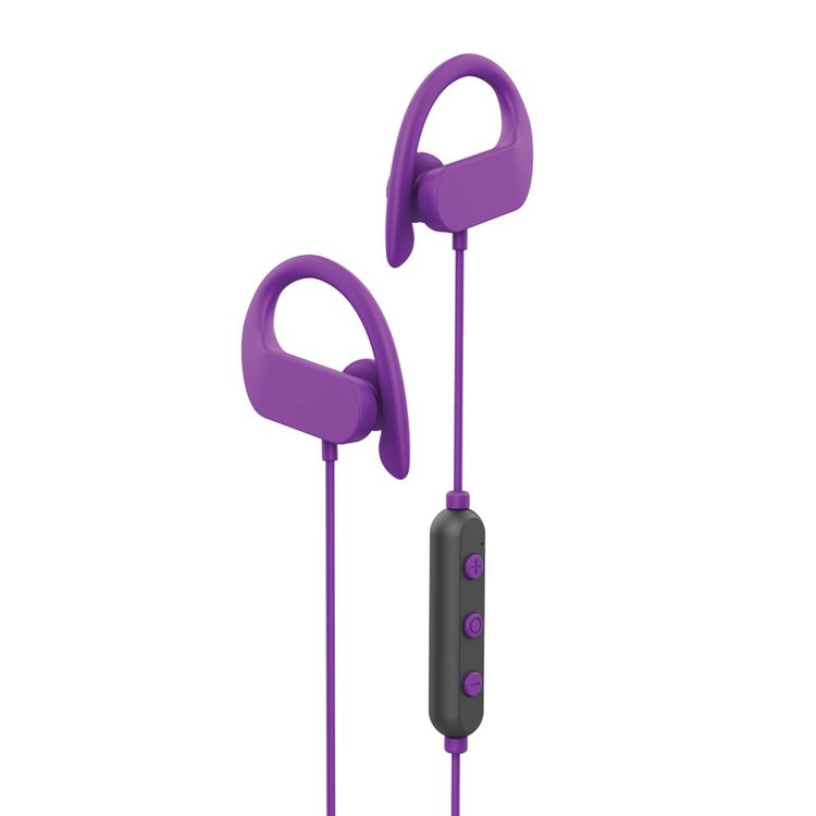 Green Lion Athlete Earphones with Premium Sound, 3 Sizes Silicone Ear Tips, Premium Sound, 10m Working Distance, 1.5 Hours Charging Time, 5 Hours Talking Time, 13mm Driver Size, Lightweight Design - Purple