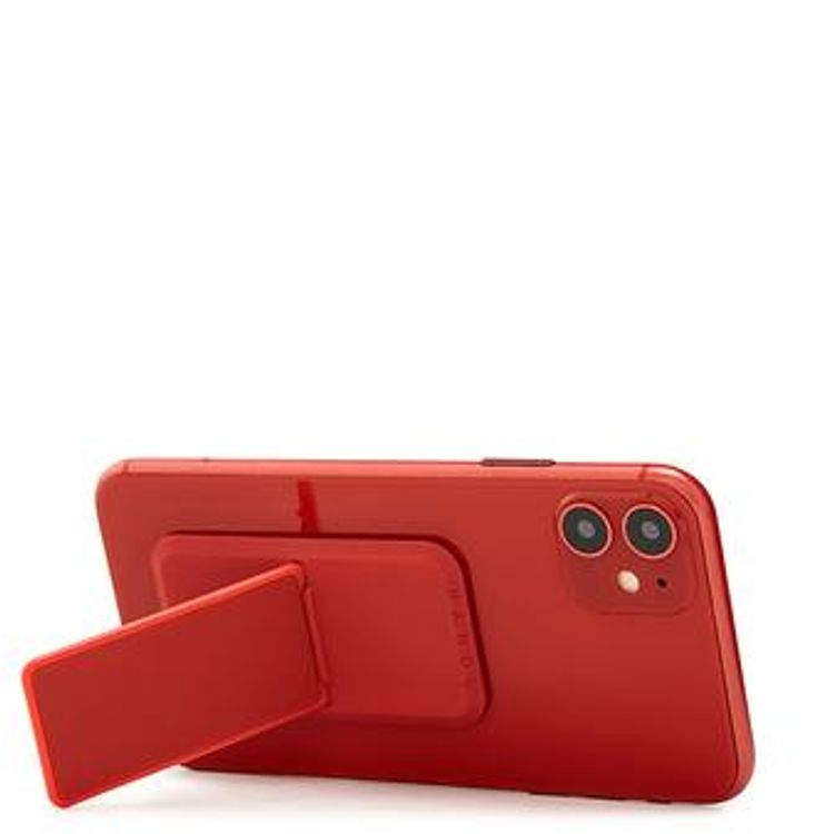 هاندل قبضة هاتف صلبة ، أزواج مع أي هاتف ذكي ، مسند متعدد الوظائف ، متوافق مع الشحن اللاسلكي ، قبضة الهاتف والحامل - احمر