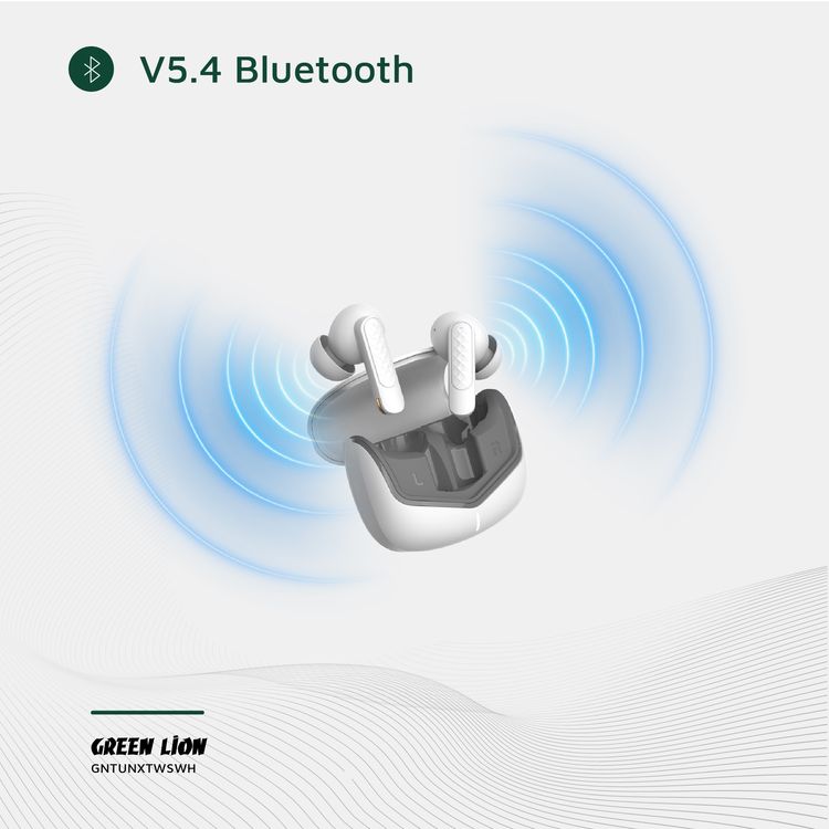 Green Lion Tune X Wireless Earbuds Tune with Touch Control, IPX3 Water Resistance Level, Type-C Charging Port, Bluetooth Version 5.4, In-App Control, ABS + PC Material - Withe