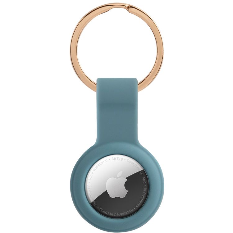 CG MOBILE Guess Silicone Classic Logo Case with Keychain Compatible for Airtag, Portable Protective Skin Cover, Anti-Lost Holder with Key Ring Suitable for AirTag Bluetooth Tracker, Easy to Attach Keys, Backpacks, Liner Bags Officially Licensed - Blue