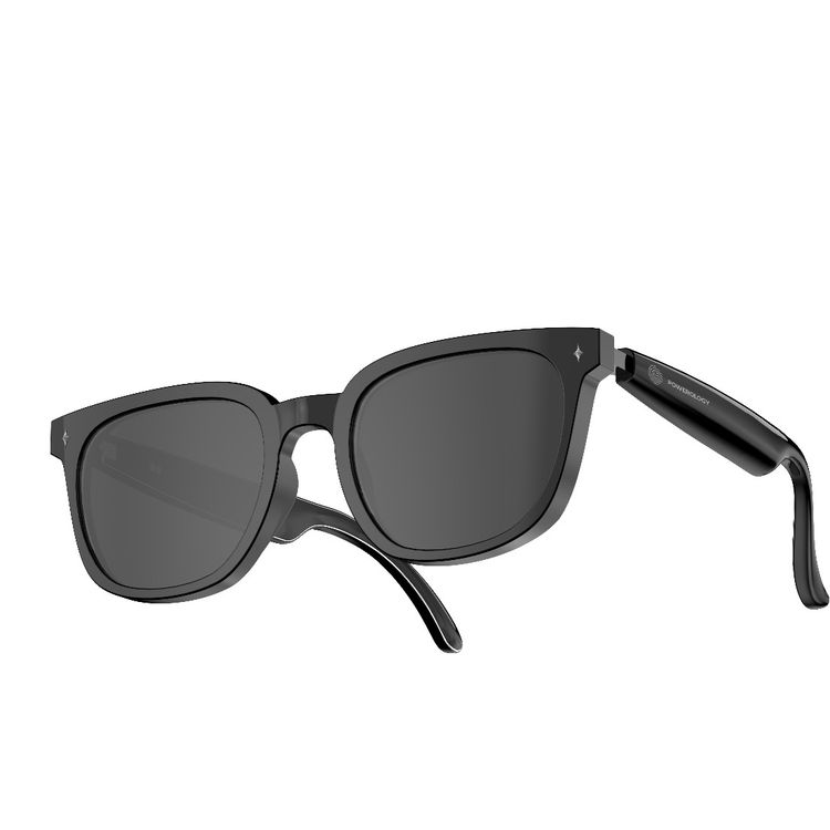 Powerology Smart Audio Sunglasses with UV Protection, Smart Touch Control, 6 Hours Talk Time, 8 Hours Play Time, Magnetic Charging, 2 x 90mAh Battery Capacity, Bluetooth Version 5.4, 15m Transmission Distance, Smart Sleep Mode, Auto-Pairing, Low Latency - Black