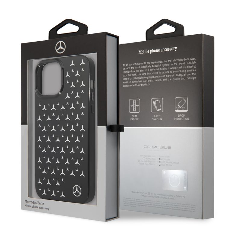 CG MOBILE Mercedes Benz PC/TPU Case with Electroplated Stars Pattern Compatible for iPhone 13 Pro Max (6.7") Anti-Scratch, Easy Access to All Ports, Drop Protection