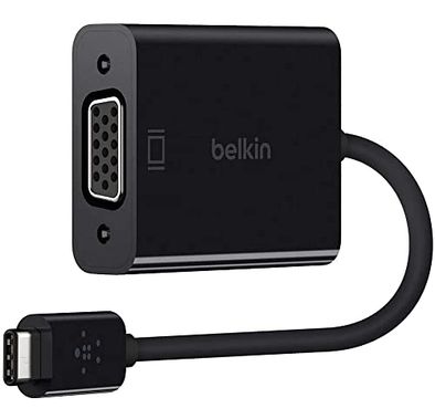 Belkin USB-C to VGA Adapter, USB-C Male and VGA Female, Compatible for USB-C Devices - Black