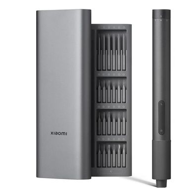 مفك البراغي الكهربائي من شاومي بدقة مع عزم دوران قابل للتعديل بسرعتين، وبطارية ليثيوم 350 مللي أمبير في الساعة، ووقت شحن من 160 إلى 200 دقيقة، ومنفذ شحن USB-C، و13 اختبار أمان للبطارية و3 وظائف أمان للشحن، وعلبة تروس معدنية بالكامل - باللون الرمادي.