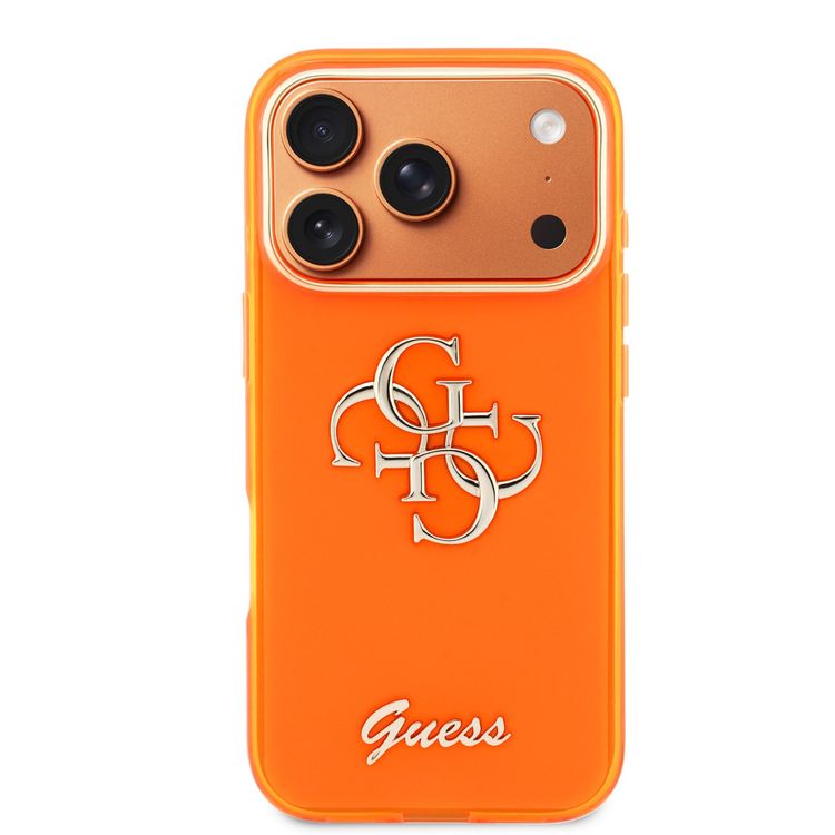 Guess IML Case with 4G & Script Logo for iPhone 17 Pro Max, Comfortable Grip, Easy Snap-On, Slim Profile, Lightweight, Durable Material - Orange 