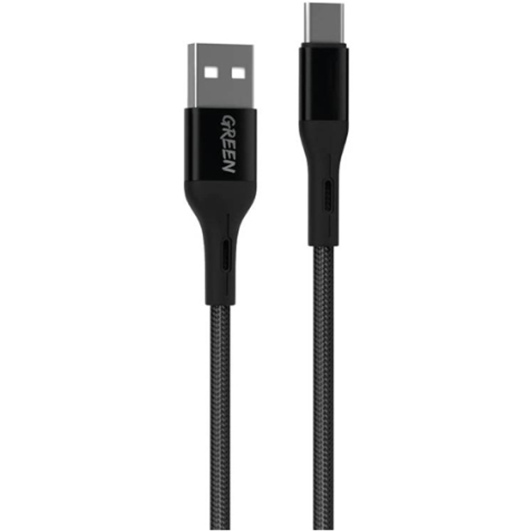 Green Lion USB-A to Type-C Braided Cable 1M - Black