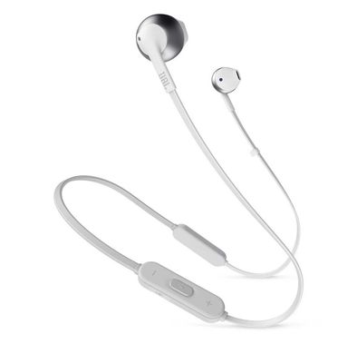 JBL T205 Wireless In-Ear Headphones With Tangle-free Flat Cable - Silver