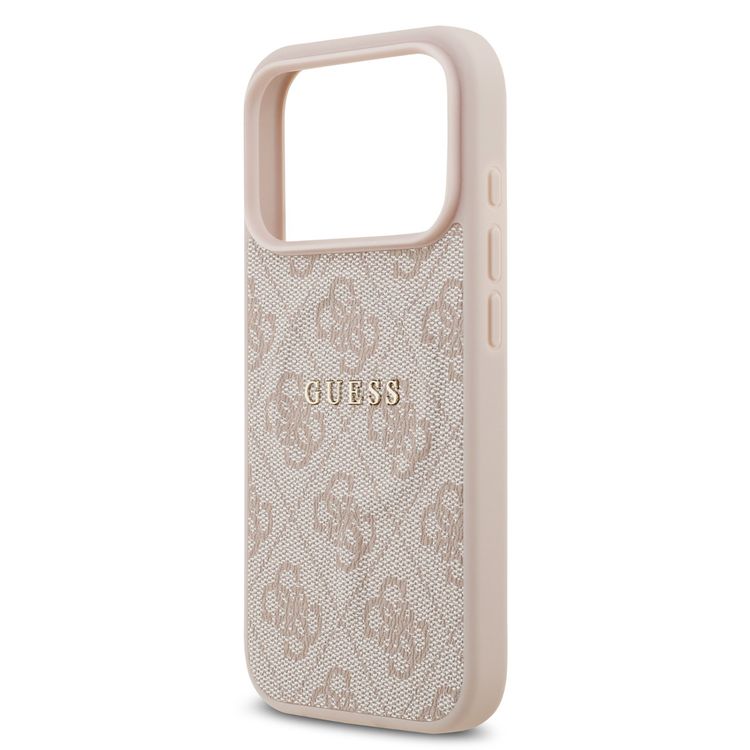 غطاء MagSafe 4G من جلد PU مع شعار كلاسيكي لهاتف iPhone 17 Pro Max، حماية من السقوط، تصميم نحيف، قبضة مريحة، تغليف مستدام، سهل التركيب، تصميم خفيف الوزن - وردي