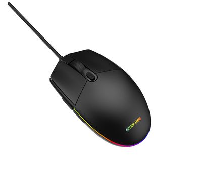 Green Lion Wired Gaming Mouse with 3 Million Clicks Lifespan, Innovative Design, Up-to 3600 Resolution, USB Interface, 1.5m Cable Length, 6 Keys, Lightweight  - Black