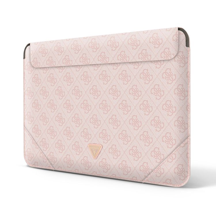 CG Mobile Guess GUCS16P4TP 4G Uptown PU Computer Sleeve with Metal Triangle Logo 16" Protection Bag for or Macbook / Laptop up to 16 inches, Suitable for Outdoor - Pink
