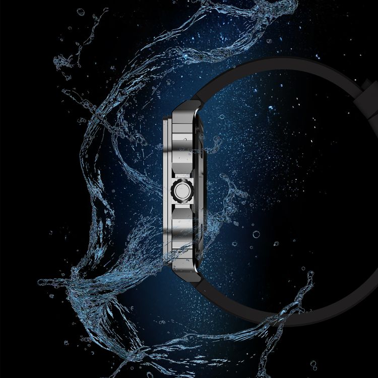 Porodo FitPulse Pro Smartwatch with 1.43-inch AMOLED Display, 466 x 466 pixels Resolution, Up to 7 Days Working Time, 400mAh Battery Capacity, 128MB Flash Memory, Bluetooth Version 5.2, IP68 Water Resistance Level - Black / Silver