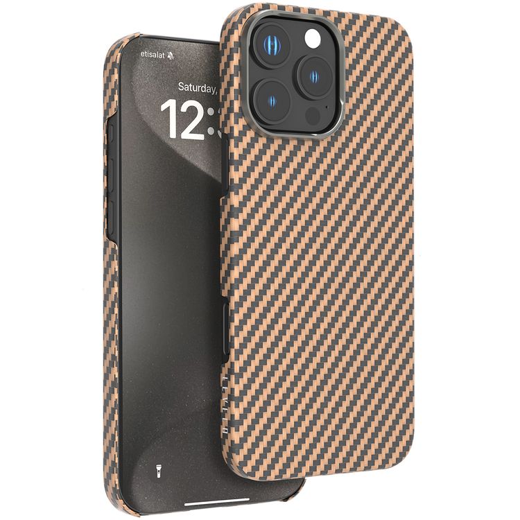 Levelo Sergei Case for iPhone 16 Pro with 1500D Aramid Fiber, Anti-Fingerprint, MagSafe Compatibility, Metal Camera Ring, Ultra Slim Case - Desert Rose
