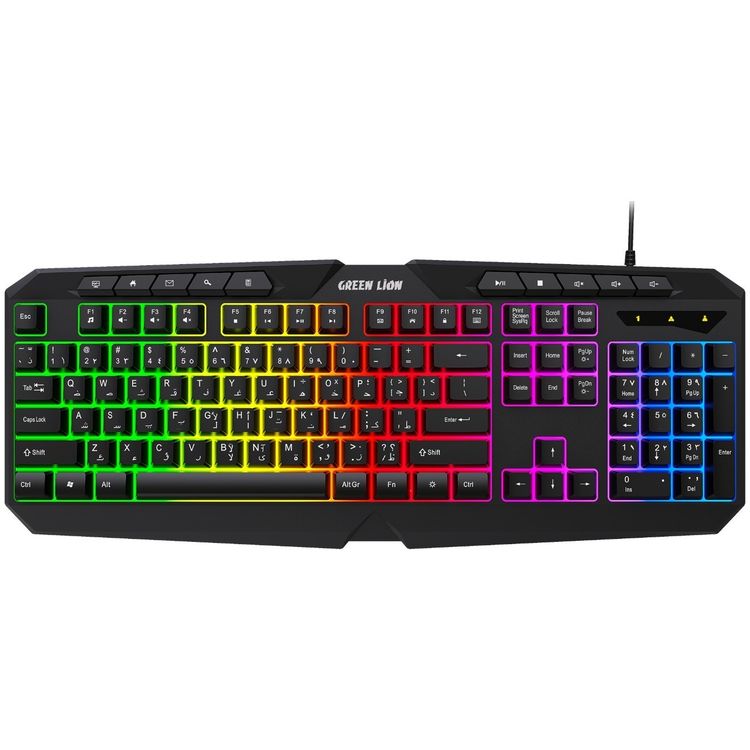 Green Lion GK-400 RGB Gaming Keyboard and Mouse, Adjustable Brightness, 7 Color Backlighting, Black