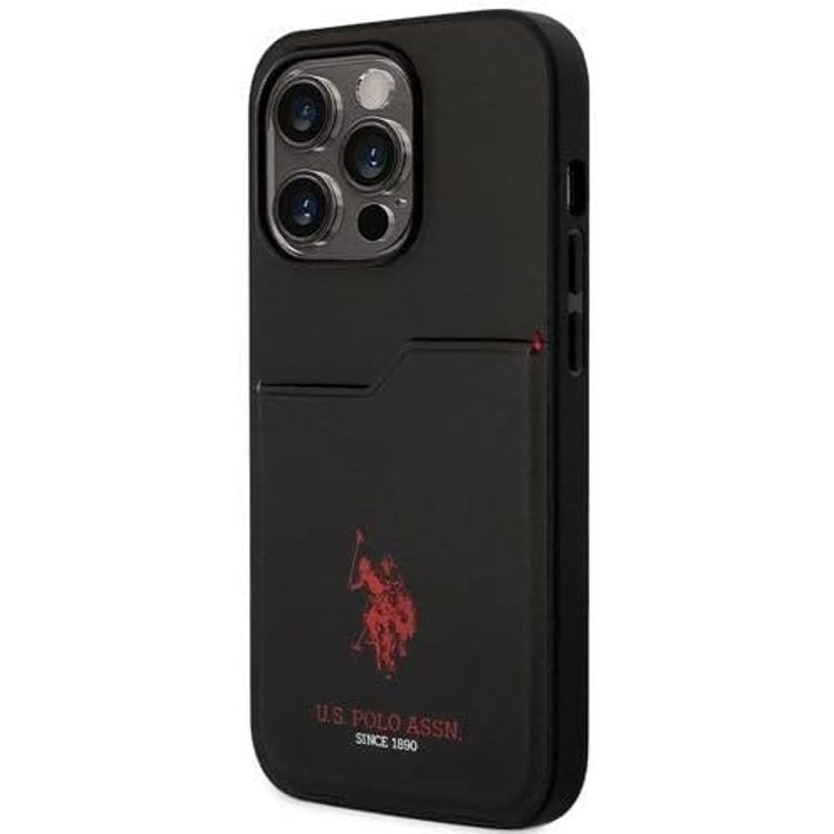 U.S.Polo Assn. PU Card Slot DH Hard Case  - Black - iPhone 15 Pro Max