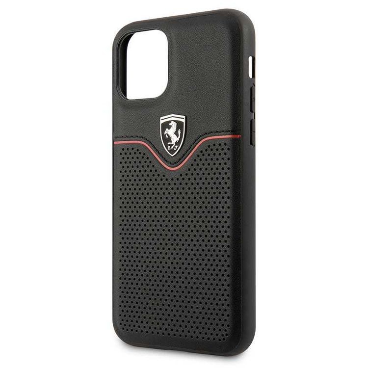 CG MOBILE Ferrari Leather Hard Phone Case Victory Compatible for iPhone 11 Pro (5.8") Shock Resistant Mobile Cover Officially Licensed - Black