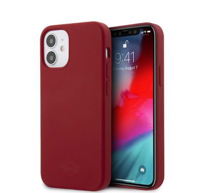 Mini Cooper MIHCP12SSLTRE Silicone Hard Case Tone on Tone Logo for iPhone 12 Mini (5.4 ) - Red