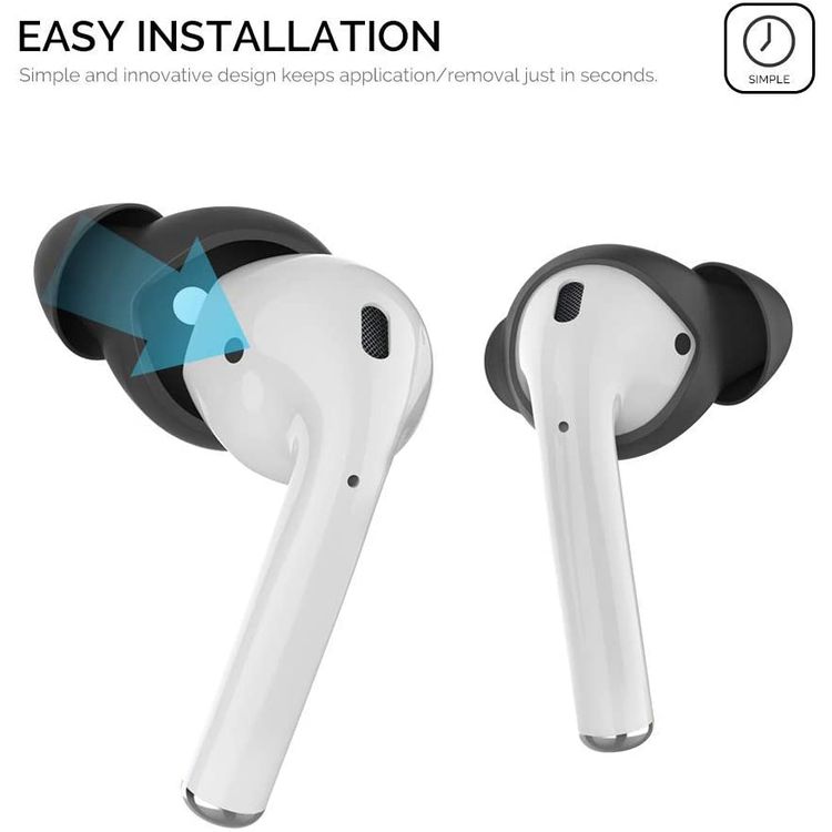 غطاء سيليكون AhaStyle لـ Airpods (3 أزواج كبيرة) - أسود