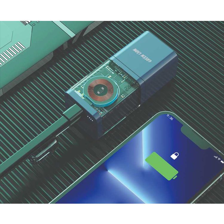 Green Lion 20W 5200mAh Power Bank & GaN Charger Compatible with Earbuds, Smartphones and Smartwatches - Blue