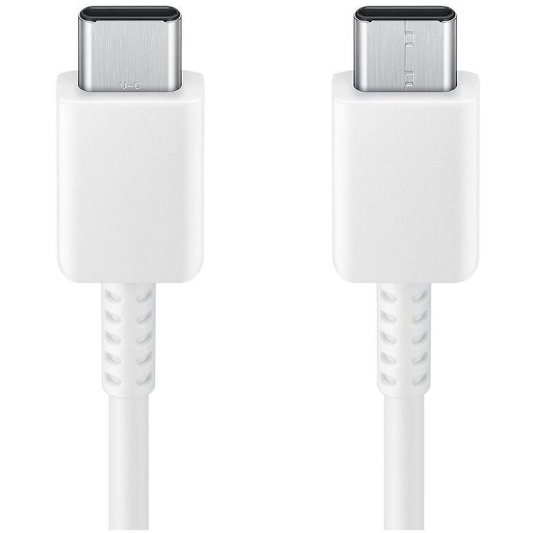 Samsung USB-C to USB-C, Super Fast Charging 2.0, Max 45W, Max 3A Current, Up to 480Mb/s Data Transfer Speed, 1.8m Cable Length - White