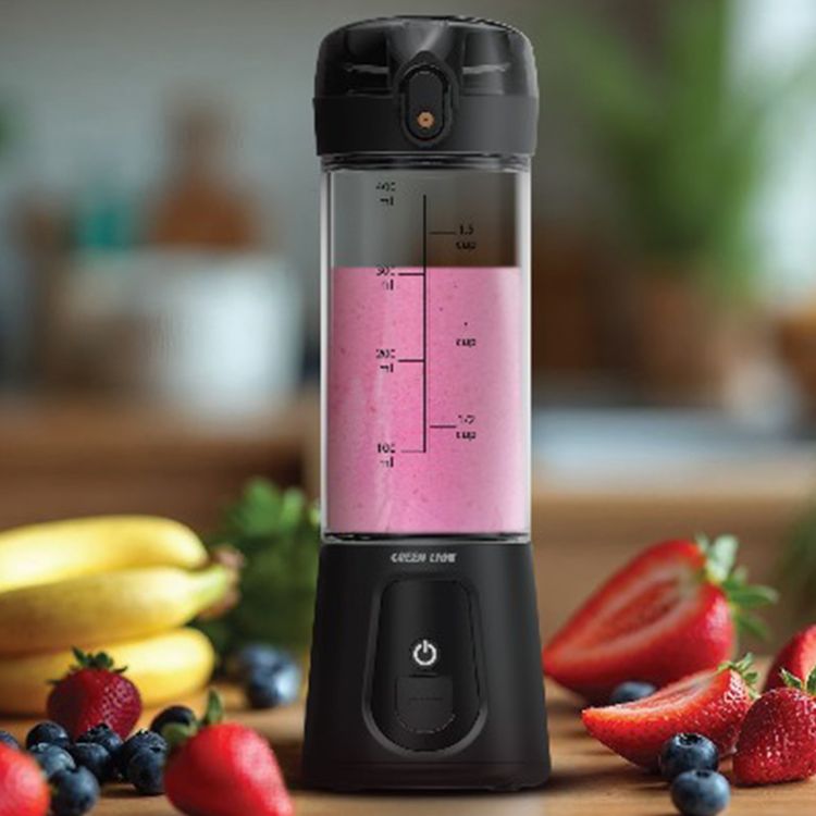 Green Lion Juice Mate Pro Portable Juicer with 470mL Capacity, 6-Blade Design, Food-Grade Material, Up to 20 Blending Cycles, 180W Power, 20 Seconds Single Blend Time, Auto-Off Function, LED Display - Black