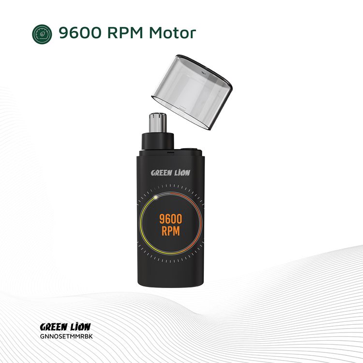 Green Lion Nose Pro Nose & Ear Trimmer with 2 Speed Settings, 360° Rotating Head, Detachable Cutter, 150mAh Battery, 100 Minutes Working Time & 90 Minutes Charging Time, Safety Protection - Black