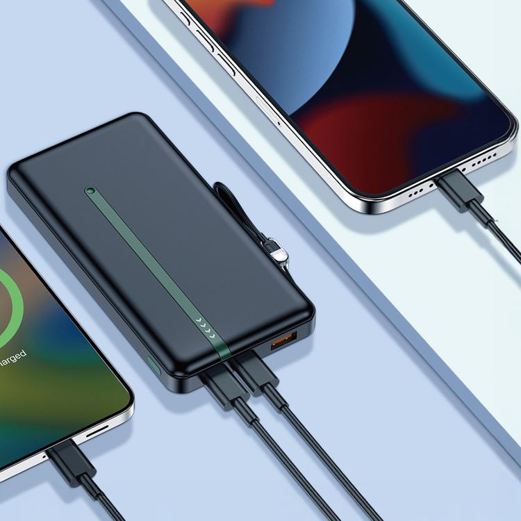 باور بانك جرين ليون بوسطن بسعة 10000 مللي أمبير مع مؤشرات LED، منافذ USB-A ومنفذين USB-C مزدوجين، يتضمن حزام كابل USB-C، مصنوع من مادة ABS، معتمد للطيران، شحن سريع، توصيل طاقة بقوة 20 واط وإخراج USB-A بقوة 18 واط - لون أسود