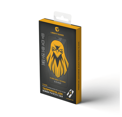 واقي شاشة Liberty Guard كامل الحواف المستديرة لهاتف iPhone 11 Pro Max مع فلتر غبار ومضاد للصدمات والتأثير - أسود