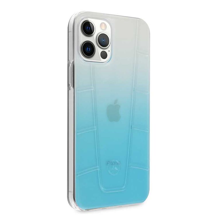 CG Mobile Mercedes-Benz Transparent Case Embossed 2 Compatible for iPhone 12 / 12 Pro (6.1") Shock & Scratch Resistant, Easy Access to All Ports - Blue Gradiant