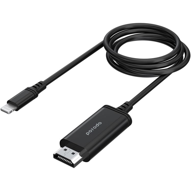 Porodo Lightning to HDMI Cable - Black - 2m to 3.9m