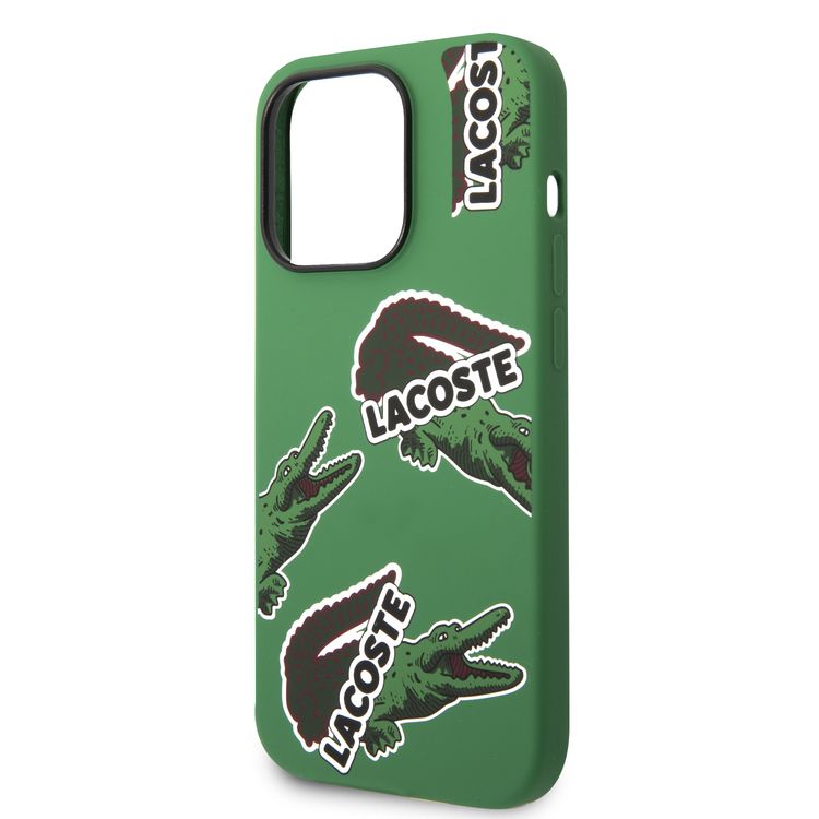 Lacoste Hard Case Liquid Silicone / Microfiber Allover Pattern Compatible with iPhone 14 Pro - Green