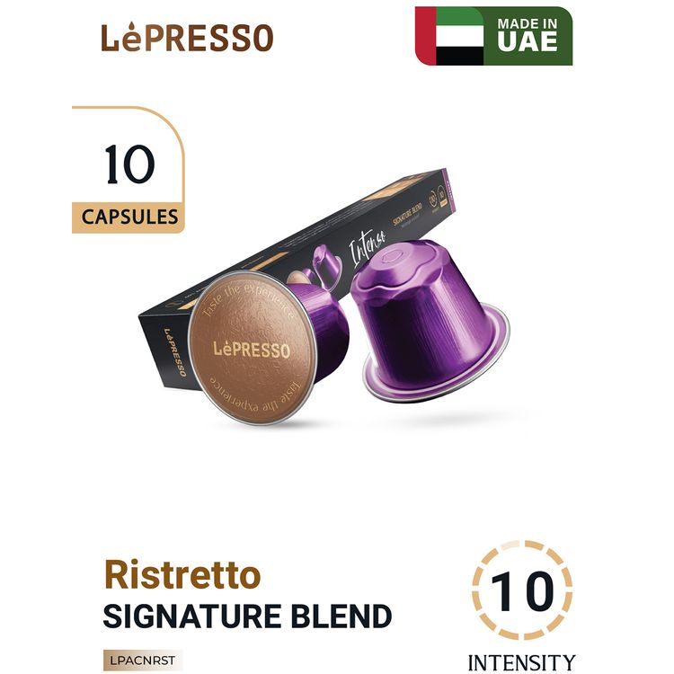 LePresso Aluminum Capsules for Nespresso with 10-Level Coffee Intensity, 60% Arabica 40% Robusta, 	 Deep & Robust, Dark Roast Level, 10 Capsules Included - Cobalt Violet
