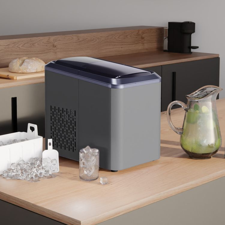 Porodo Lifestyle Portable Outdoor Ice Cube Machine with 2.2L Water Storage Capacity, 8 Minutes Ice Making Time, Small & Large Ice Cubes Maker - Black