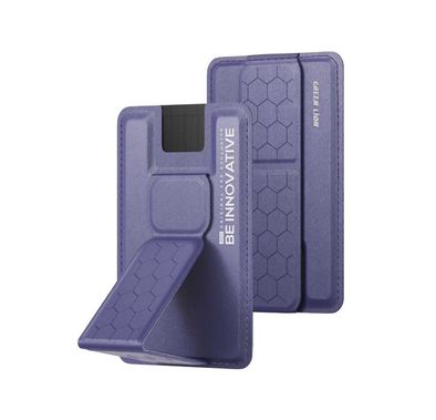 Green Lion Innovative MagSafe Wallet with Built-in Kickstand, Leather Material, Magnetic Fold Down, Snap-On Design, Maximum Two-Card Capacity - Purple