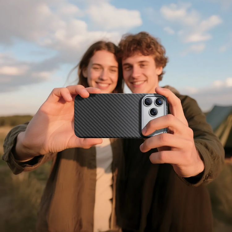 Green Lion Magsafe Kevlar Case for iPhone 17 Pro Max, Comfortable Grip, Aluminum Alloy Guard, Drop Protection, Lightweight Design, Ultra-Slim - Black