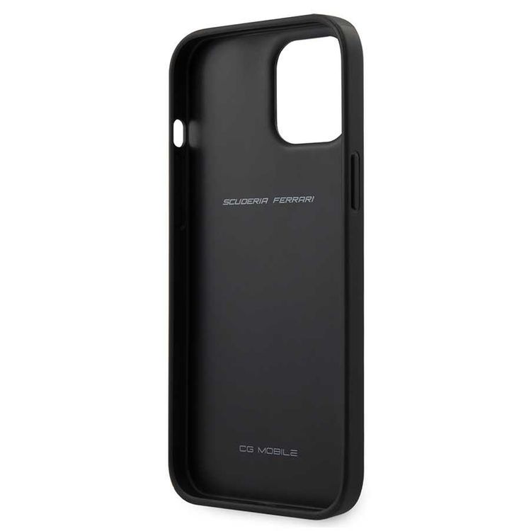 CG Mobile Ferrari On Track PU Leather Perforated Hard Case Metal Logo Compatible for iPhone 12 / 12 Pro (6.1") - Black