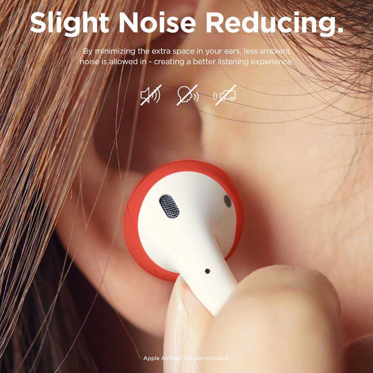 Elago Secure Fit 2 Pairs Cover For Apple Airpods 1/2 Generation, Flip the Secure Fits, hassle-free cover, Black/Red