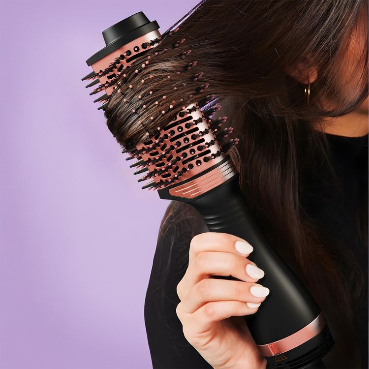 Green Lion Viora Hair Styler with PTC Heating Element, 1200W Power, Round Brush Bristles, 360° Swivel Cord, 3 Levels Heat Settings, ABS Material - Black